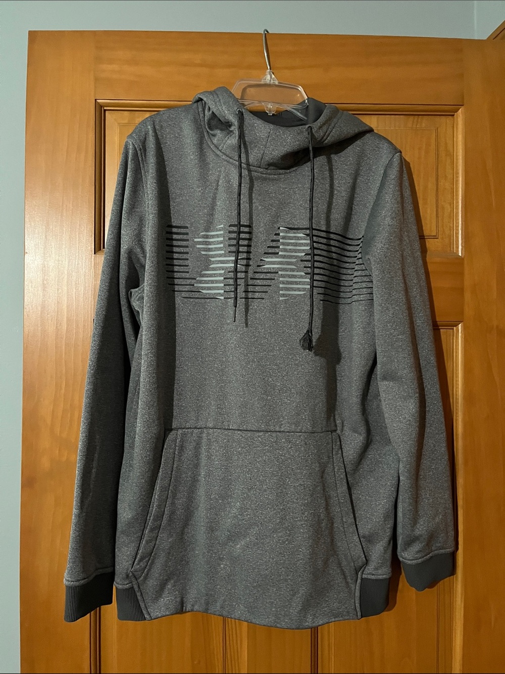 Under Armour Men's Dark Gray Pullover Hoodie with Striped Logo